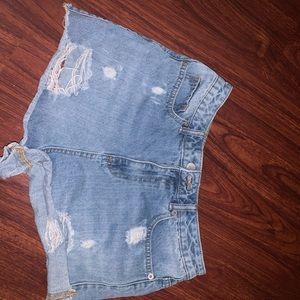 light washed blue shorts